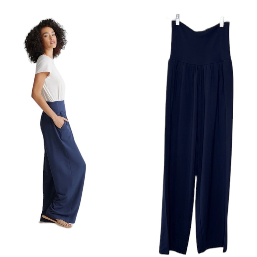 Quince Navy Wide Leg Pants